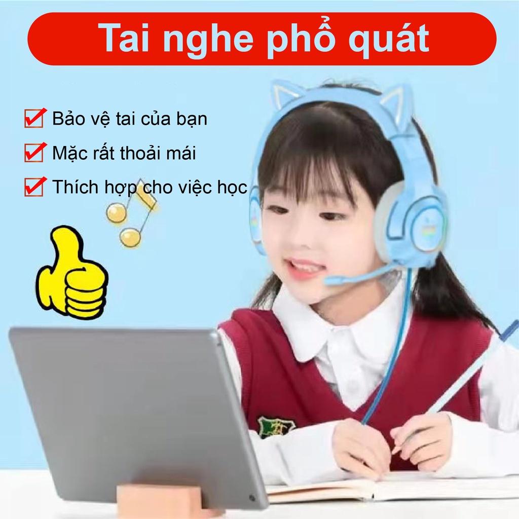 ONIKUMA K9 HồngTai nghe tai mèo dễ thương có mic tai nghe chụp tai chơi game thương có mic chống ồn Tai tai nghe mèo [Hàng chính hãng]