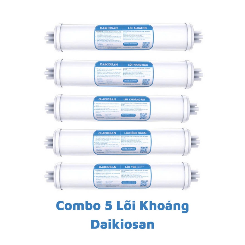 [Combo] Bộ 5 Lõi Lọc chức năng Daikiosan - Hàng chính hãng - Cung cấp khoáng chất cần thiết