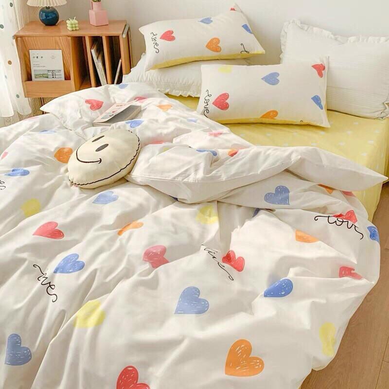 Bộ cotton poly tim 2 mặt 4 món hàng nhập