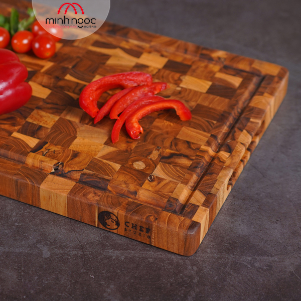 [Chính hãng] Thớt gỗ Teak Chef Studio hình chữ nhật 25x35x2,5 cm - MSP 10228. Dùng cắt, thái, khay trưng bày thực phẩm.