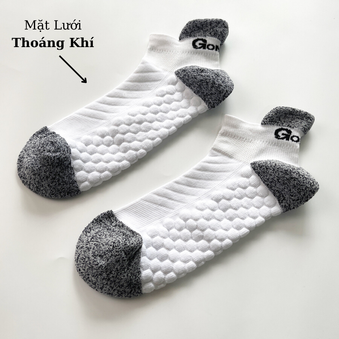 Tất Thể Thao Nam Nữ GOMTAT Cao Cấp, Vớ Thể Thao Cổ Ngắn Có Lớp Đệm Nút Cotton Thoải Mái Êm Chân - GOM501-THETHAO