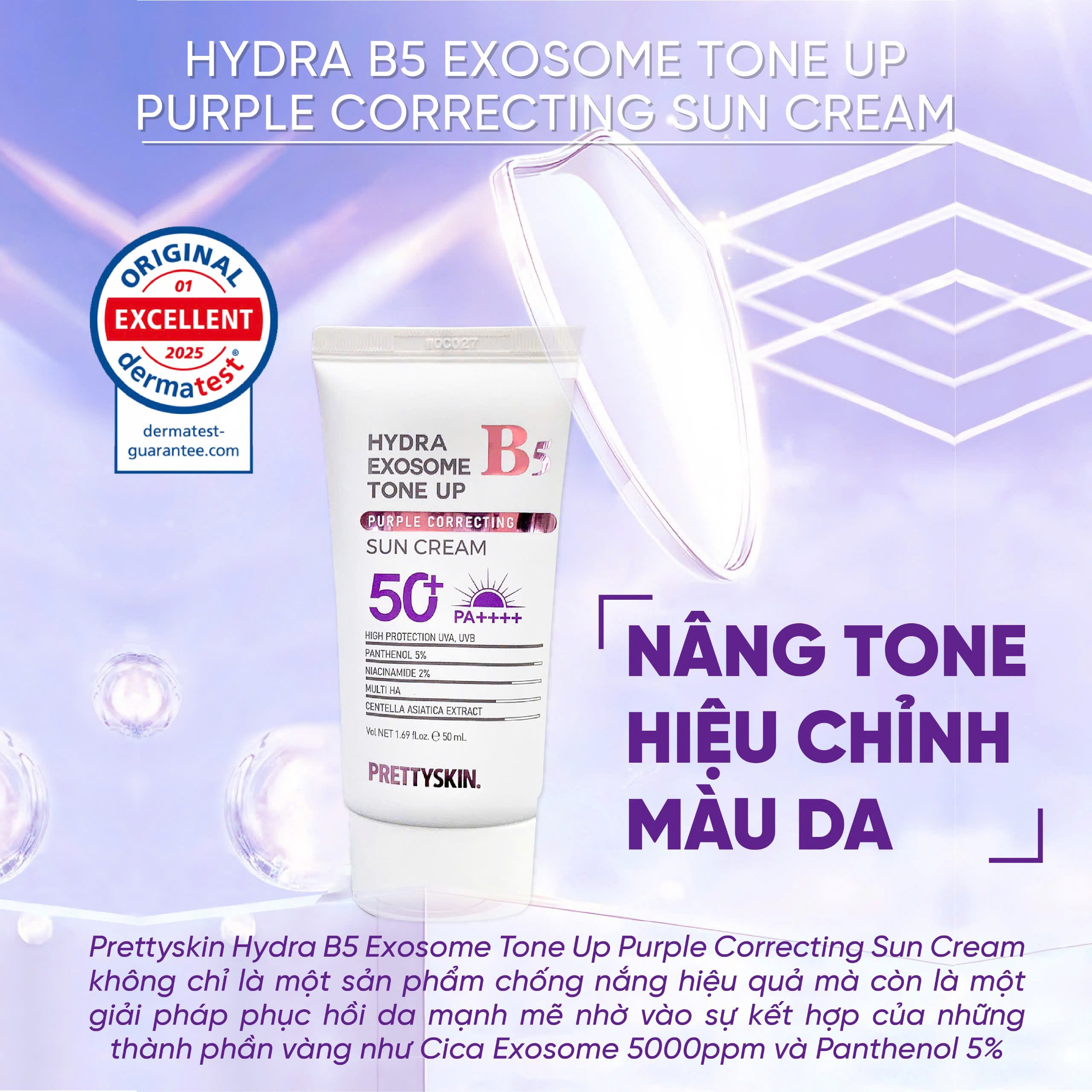 Kem chống nắng nâng tông, hiệu chỉnh tông da Pretty Skin Hydra B5 Exosome Tone Up Hàn Quốc 50ml