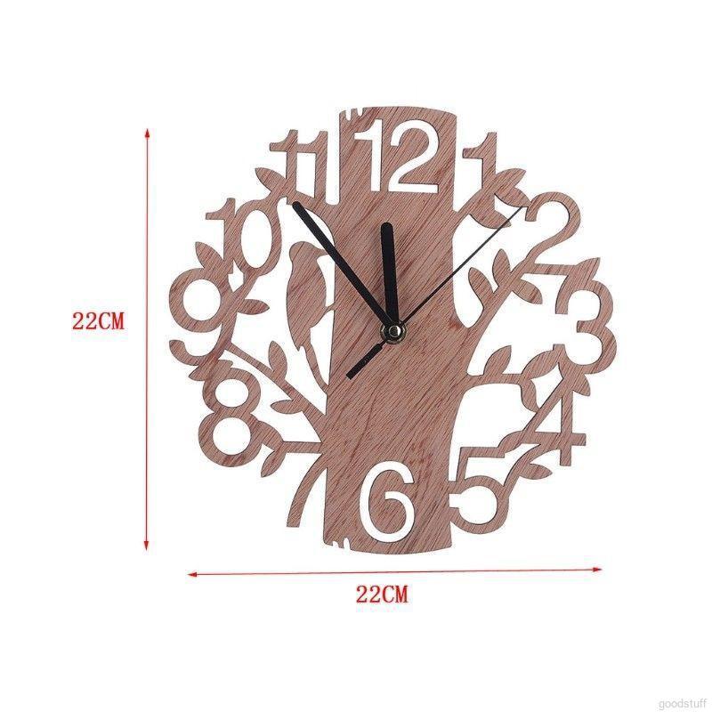 1 Đồng Hồ Gỗ Treo Tường Trang Trí Hình Cây Sáng Tạo 22cm