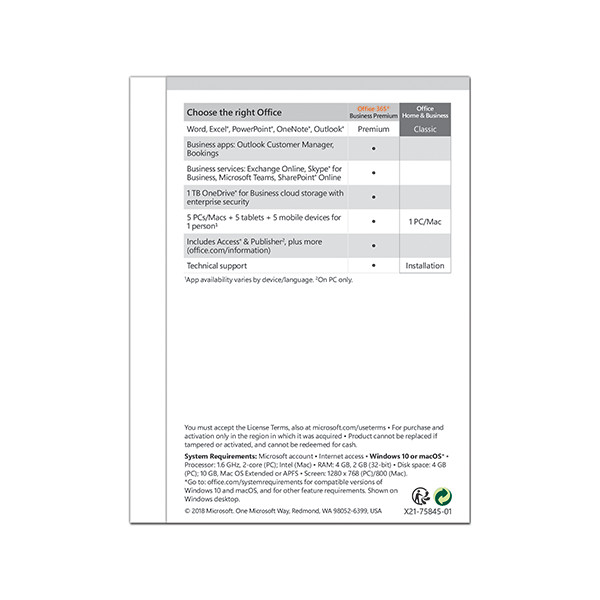 Phần mềm Microsoft Office Home and Business 2019 English APAC EM Medialess P6 (T5D-03249) - Hàng Chính Hãng