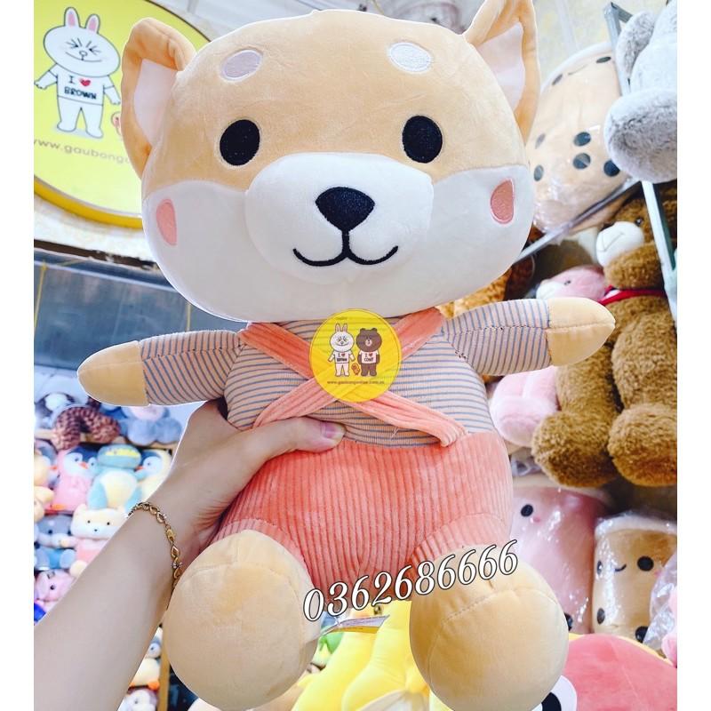 Gấu bông chó Shiba mặc yếm chó bông 2 màu hồng và xanh dương kích thước 50cm Xưởng gấu bông Việt Nam