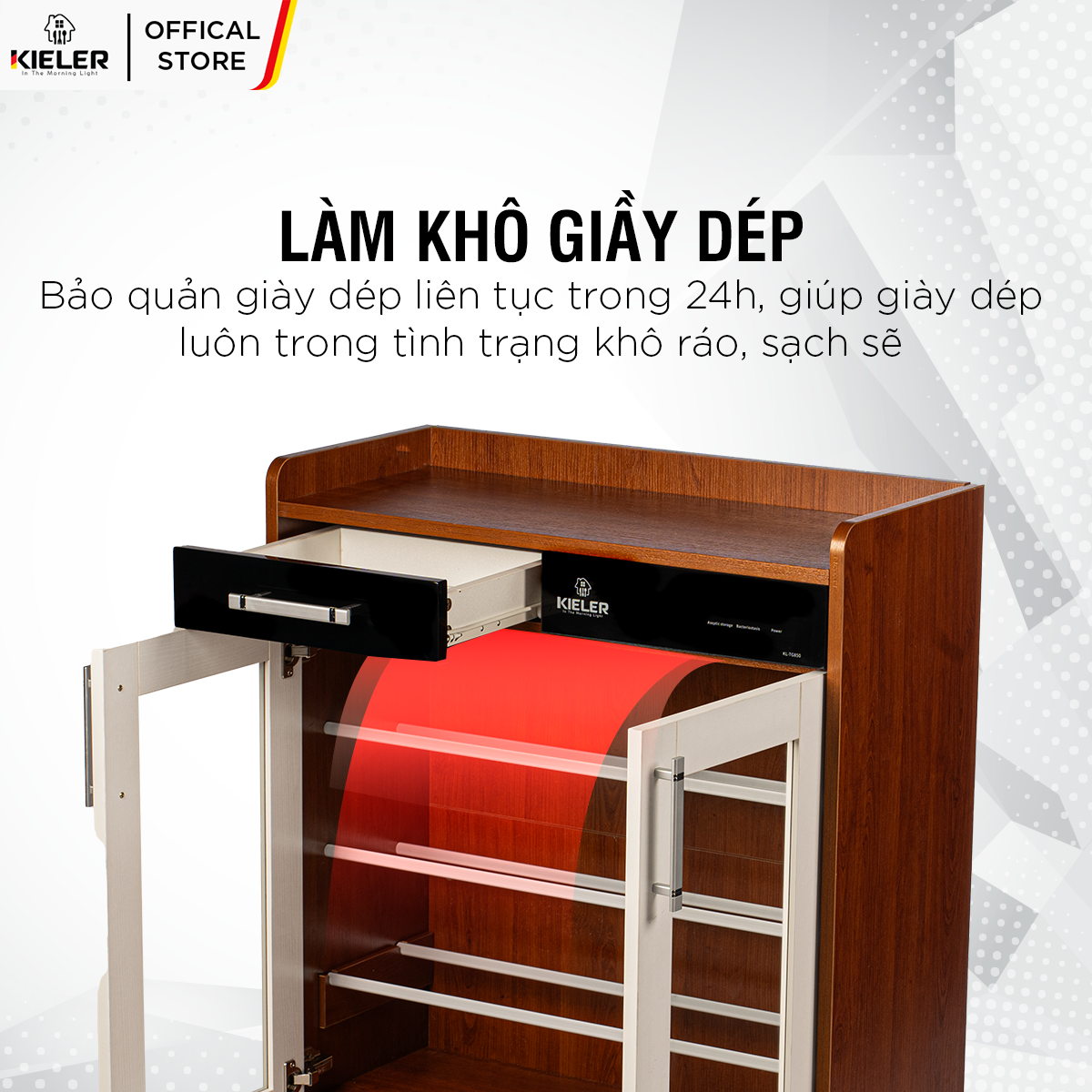 Tủ sấy giày KL-TG850 làm khô tự động 24 giờ liên tục luôn trong tình trạng khô ráo, sạch sẽ, khử mùi cho giày dép bị ẩm - Hàng Chính Hãng