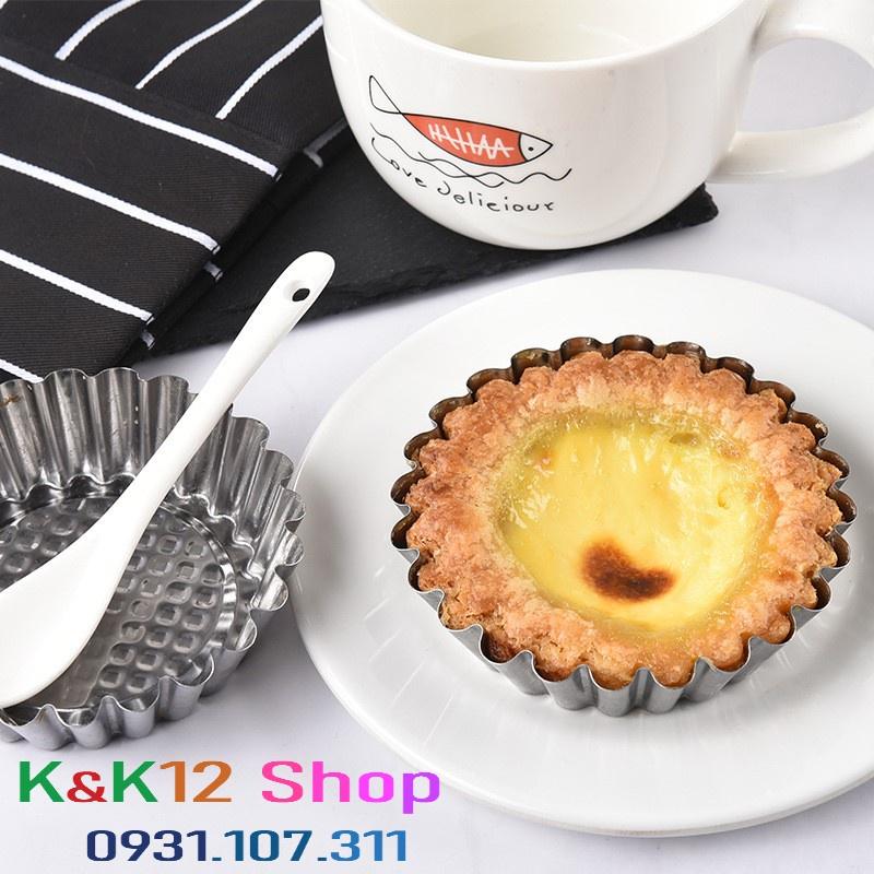Khuôn làm bánh Tart Trứng bằng inox chất lượng cao, loại lớn rộng 9.5cm