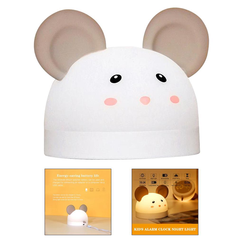 Modern LED Kids Digital Alarm Clock Table Rechargeable Nightlight