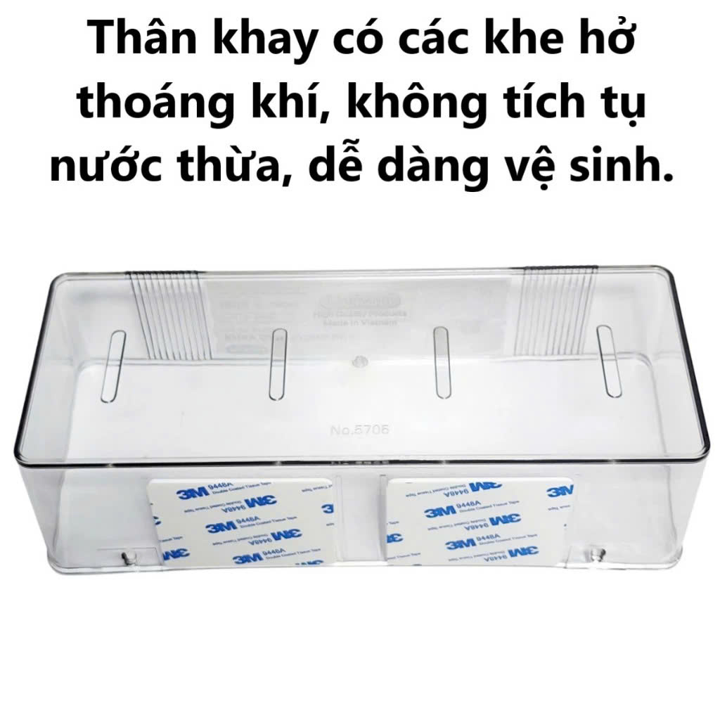 Kệ dán tường trong suốt HOKORI nhựa VIỆT NHẬT cao cấp - Đựng gia vị, đồ phòng tắm, khách, ngủ - Hàng chính hãng
