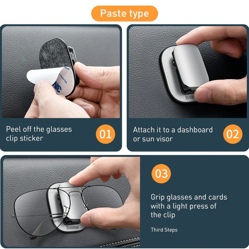 Giá Treo Kính Kẹp Thẻ Hoặc Phụ Kiện Trên Xe Ô Tô Baseus Platinum Vehicle Eyewear Clip - Hàng Chính Hãng