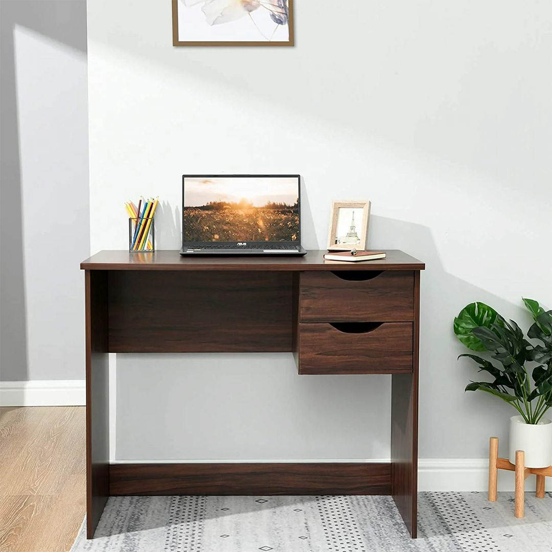 Bàn máy tính bằng gỗ thiết kế liền tủ SMLIFE Dortin