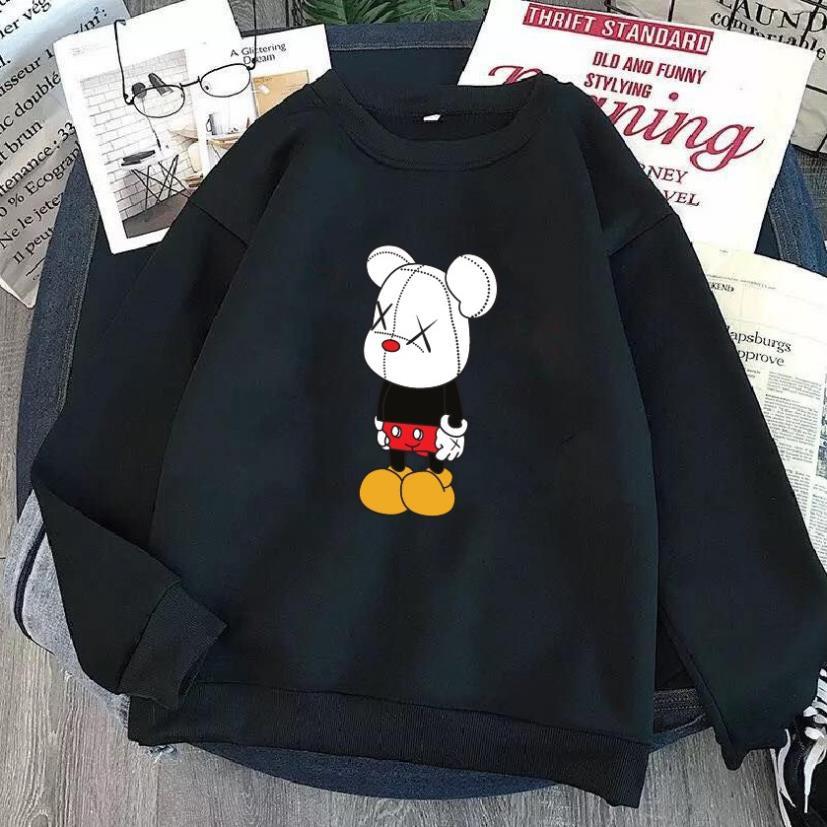 Áo nỉ Sweater thu đông hoạt hình Kaws chất nỉ bông form suông rộng cổ tròn Unisex - áo chất