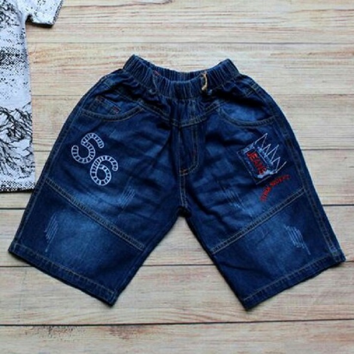 K2318 Bộ jean xanh bé trai áo thun và quần lửng từ 26-40kg