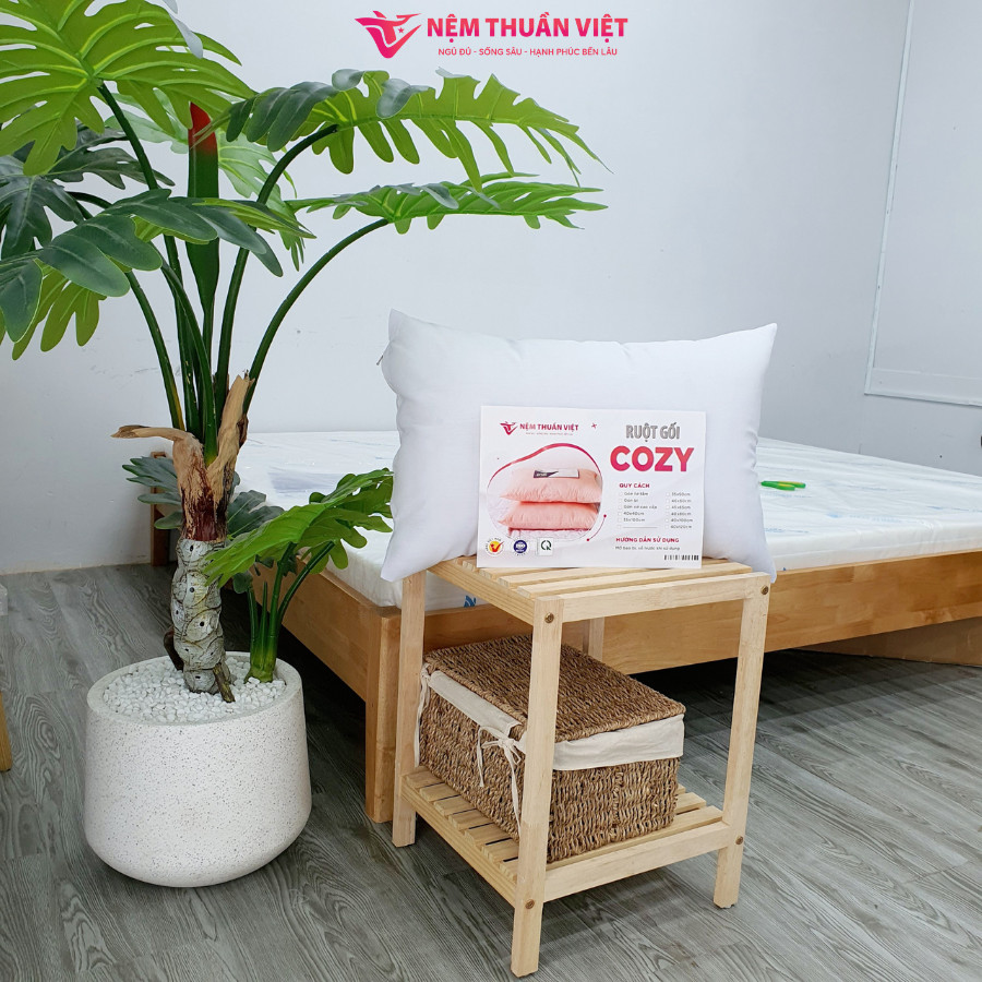 Ruột Gối Nằm Thuần Việt Cozy Trắng Cao Cấp, Êm Ái Vượt Trội, Thoáng Mát