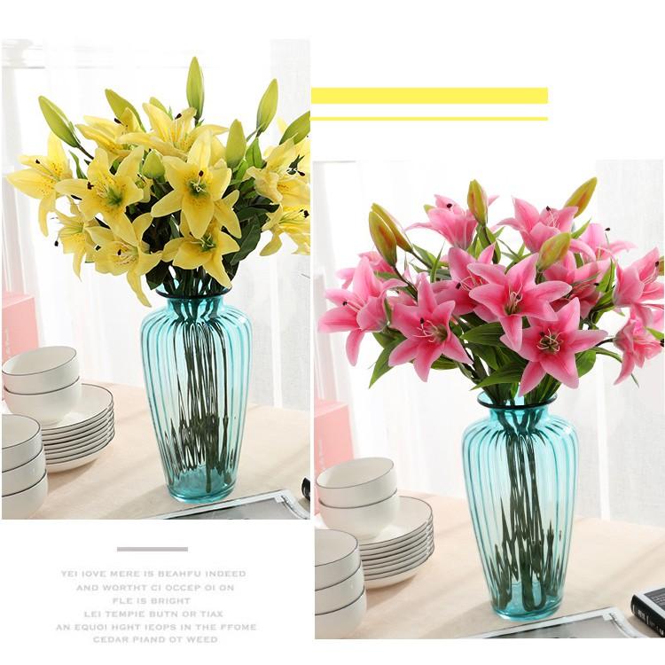 Hoa Giả Lụa - HOA LY HOA LILY PHỦ SÁP CAO CẤP Dài 77cm