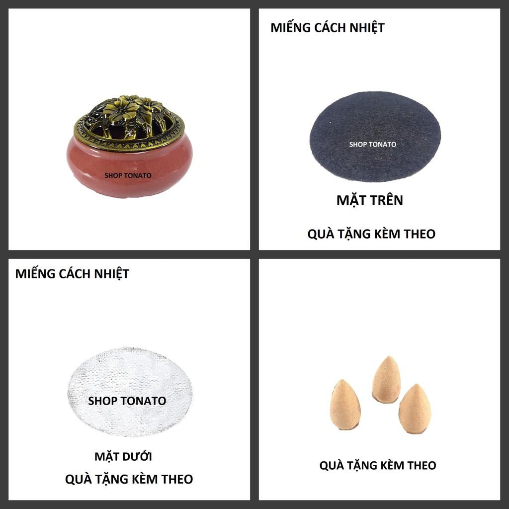 LƯ XÔNG TRẦM ĐỐT NHANG GỐM SỨ LHSU1 TẶNG 3 NỤ TRẦM,TẤM CÁCH NHIỆT CAO 7CM