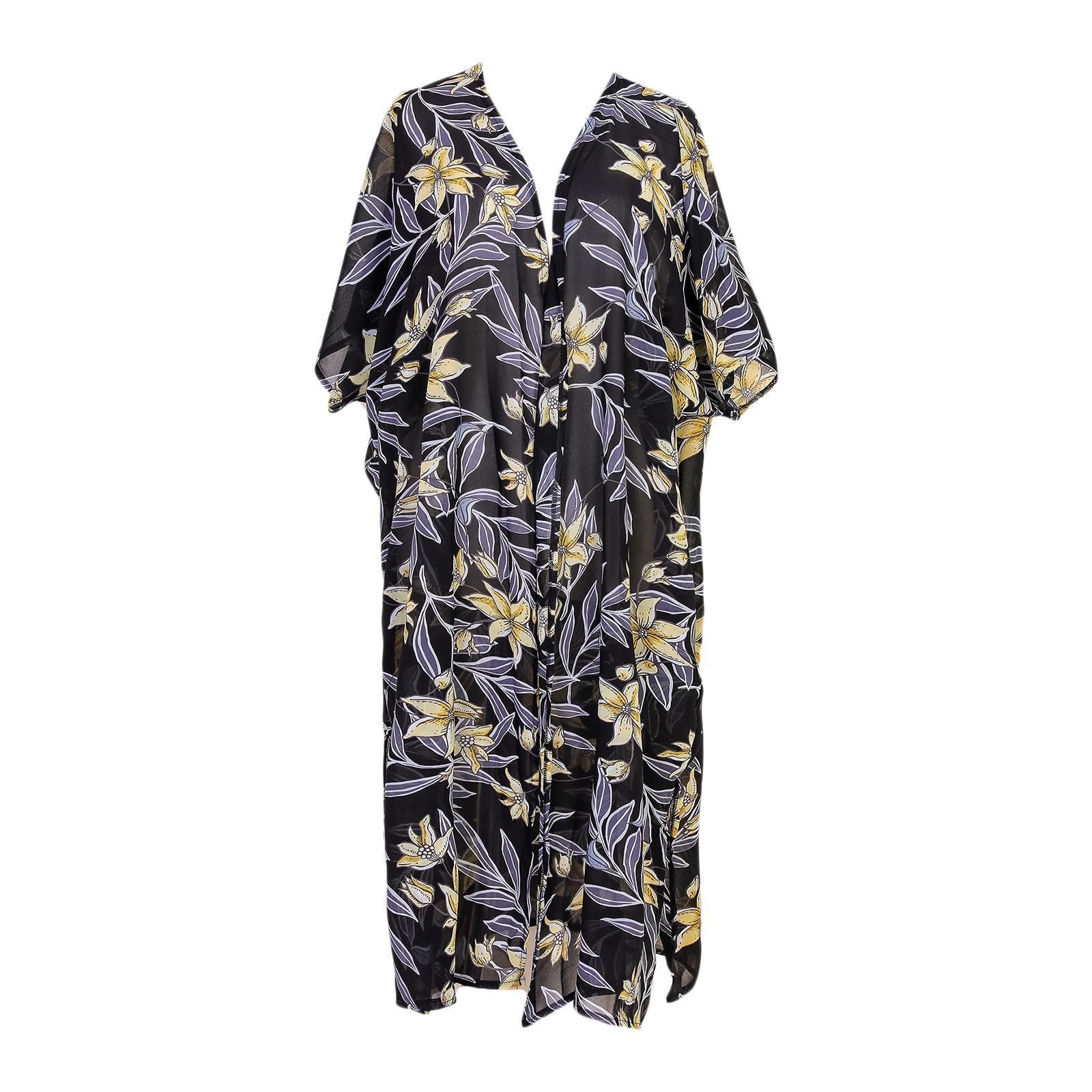 Women's Floral Kimono Cardigans Chiffon Casual Beach Swim Wear Loose Open Front Cover Up Tops Bohemian Sun Protection Cardigan Clothes