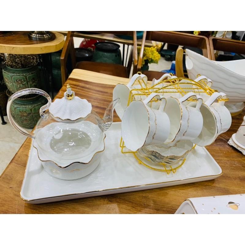 BỘ ẤM CHÉN SỨ SƯƠNG TRẮNG️ BỘ TÁCH TRÀ SỨ SƯƠNG TRẮNG CÔNG CHÚA