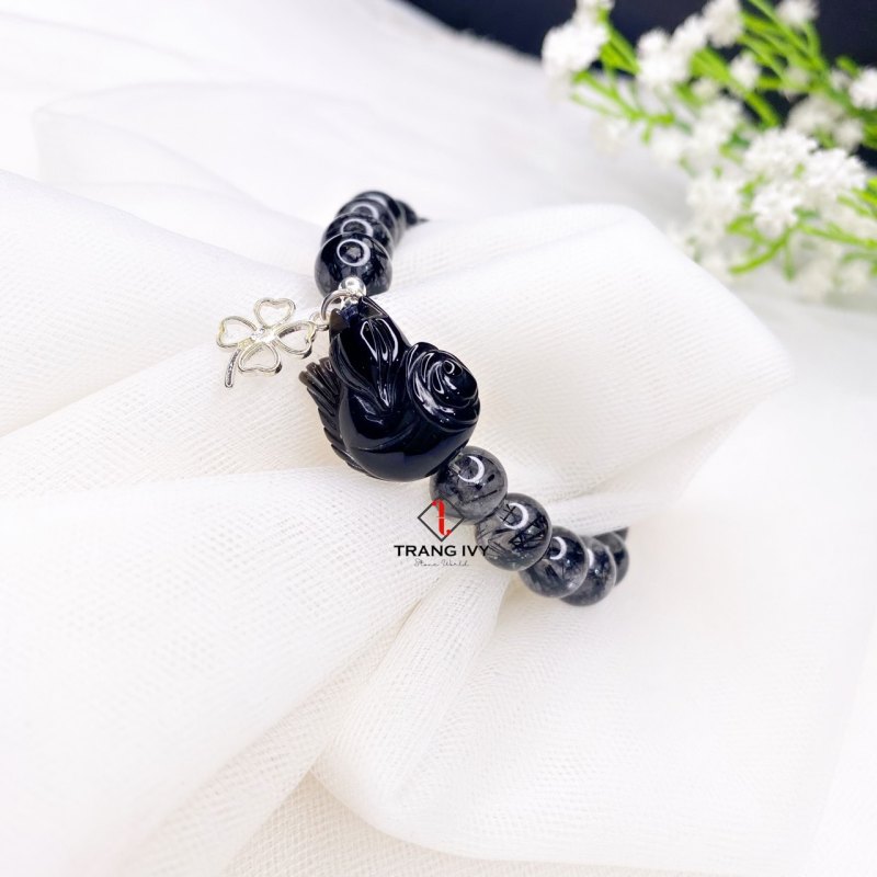 Vòng Tay Thạch Anh Tóc Đen Mix Hồ Ly