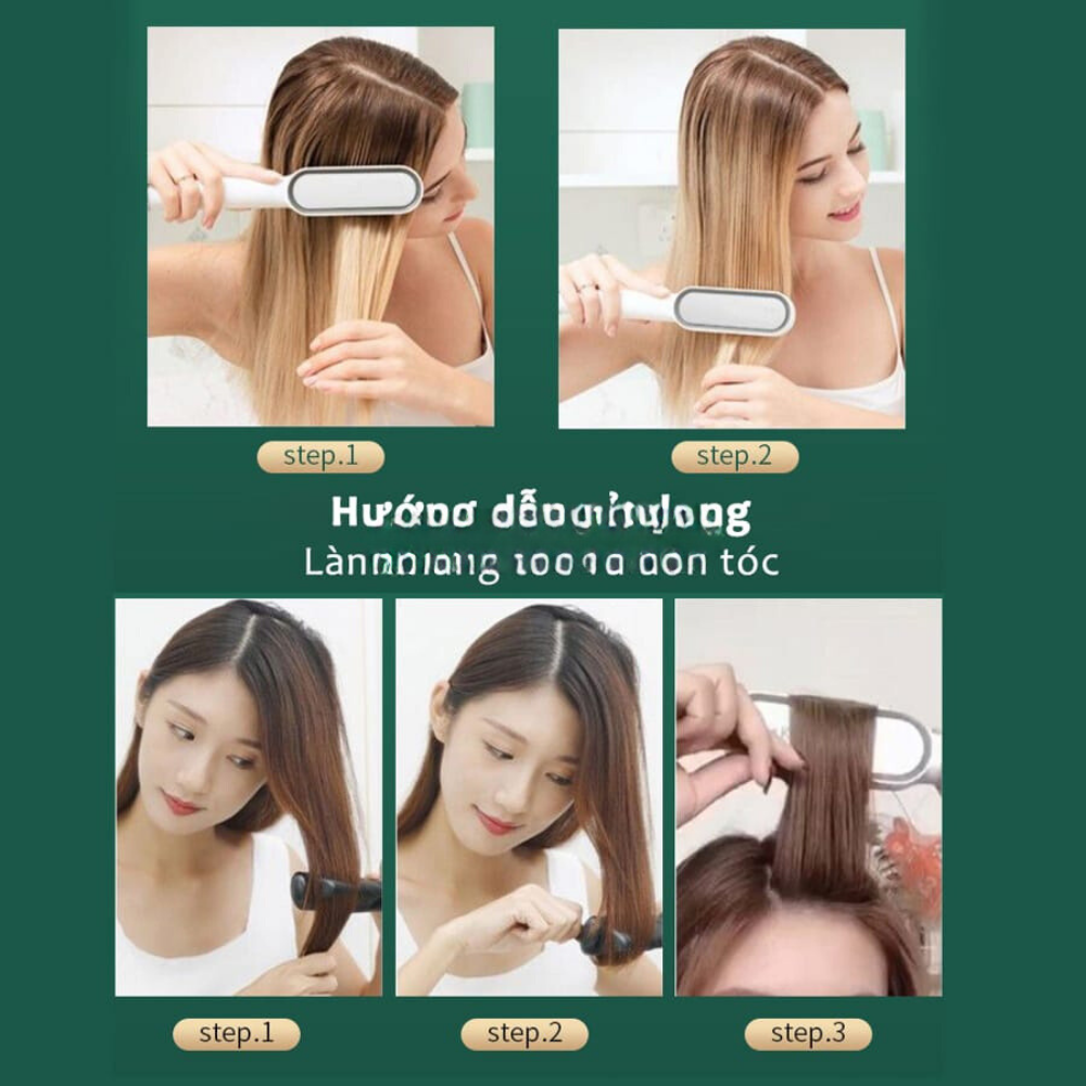 Lược Điện Chải Tóc Tạo Kiểu Chuyên Nghiệp Kiêm Máy Uốn Duỗi Ép Tóc Tạo Kiểu Nhanh Chóng - HÀNG CHÍNH HÃNG MINIIN