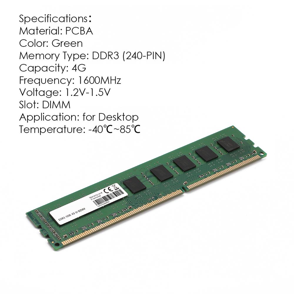 Bộ nhớ máy tính để bàn 240PIN 1.2V DIMM MBDDR3091600 RAM DDR3 4G 1600MHz