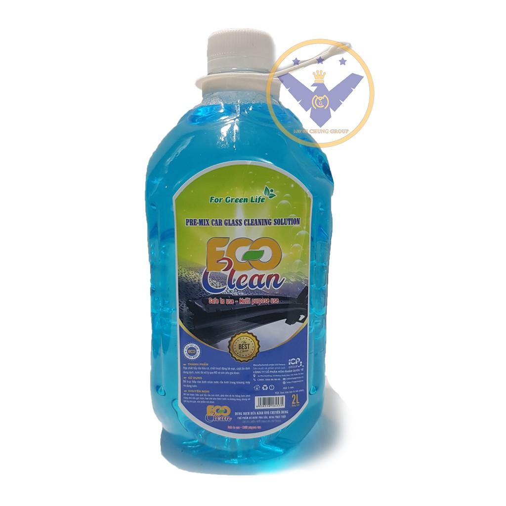 COMBO 2 nước rửa kính ô tô siêu sạch đậm đặc ECO Clean bình 2L