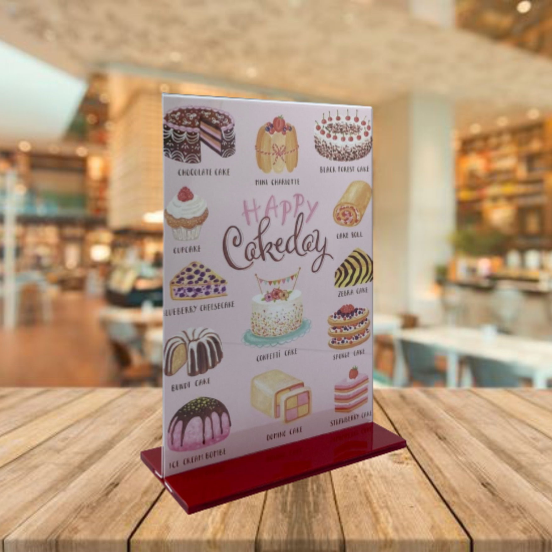 Kệ menu nhà hàng, Standee mica để bàn, Bảng quét mã QR Code, Kệ mica 2 mặt Enter E07 150x210mm đế lùa A5 đứng