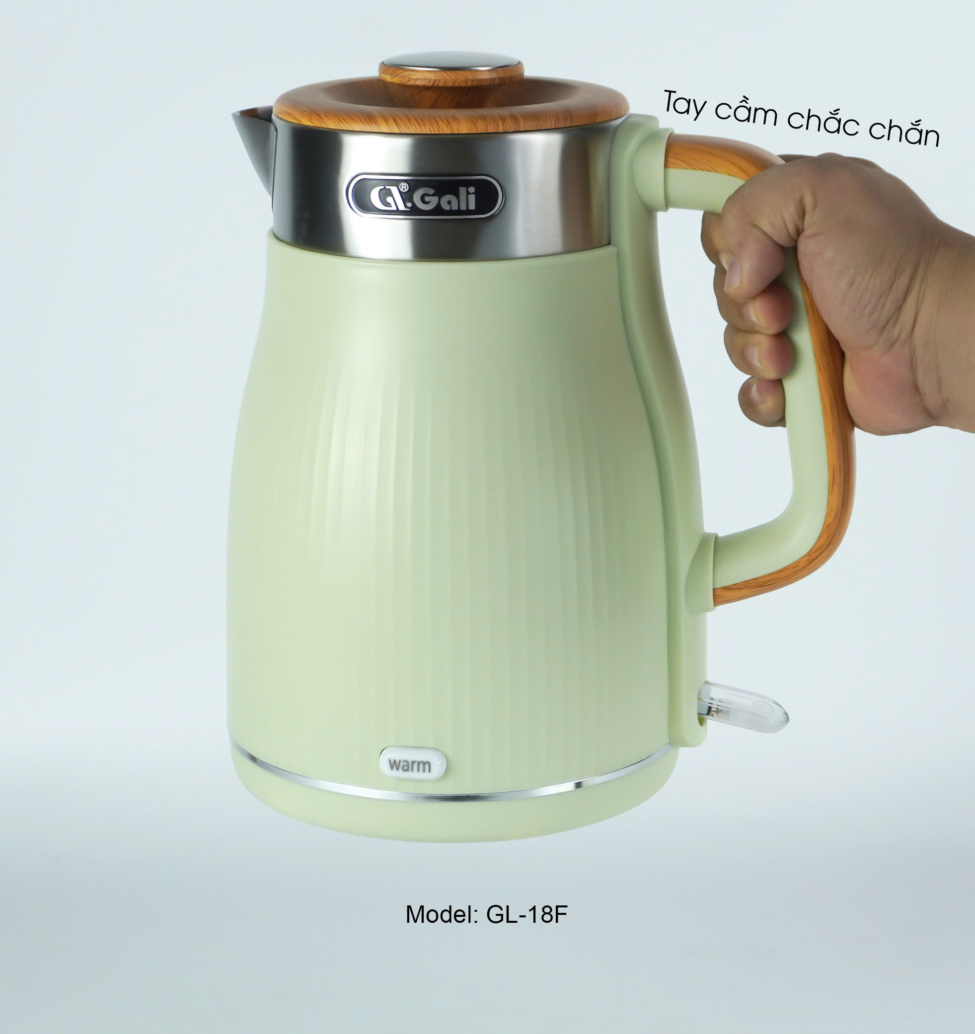 Ấm siêu tốc Gali GL-18F dung tích 1.8 Lít, thiết kế 2 lớp cách nhiệt, Inox 304 chất lượng cao, có chức năng giữ ấm. Hàng chính hãng bảo hành 24 tháng