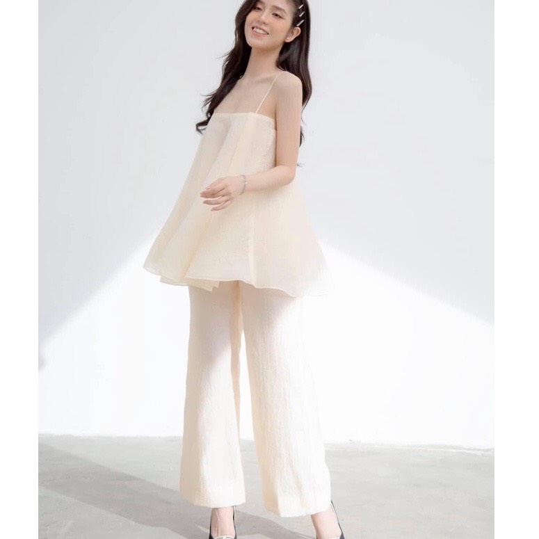 Sét áo 2 dây quần dài xòe voan ánh kim có 4 màu freesize