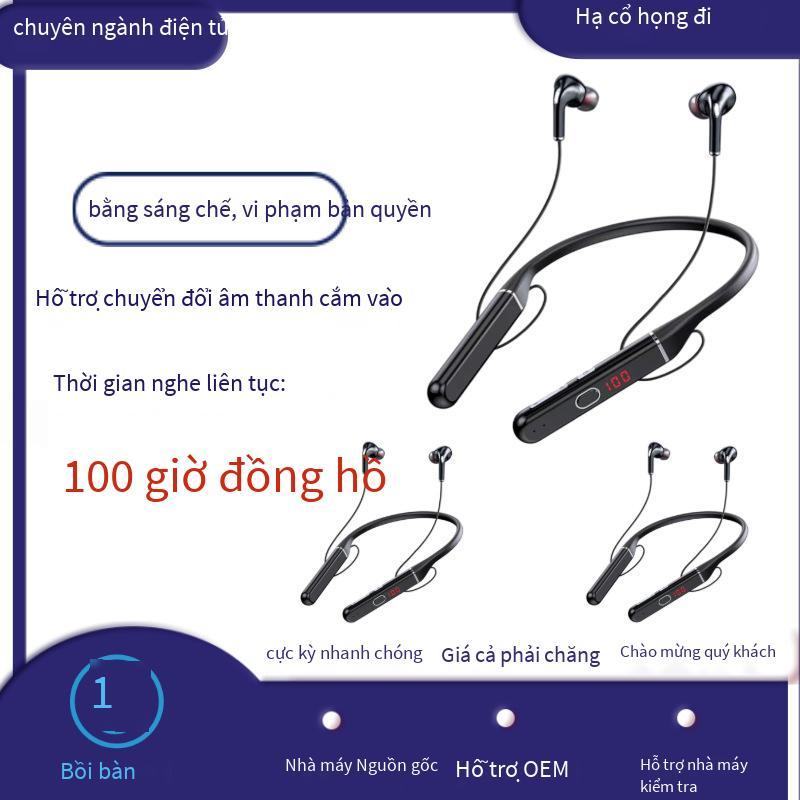 Phong cách mới nhất HIFI bass chất lượng cao treo cổ Tai nghe Bluetooth không dây Tai nghe Bluetooth hai tai treo cổ thể thao chạy bộ