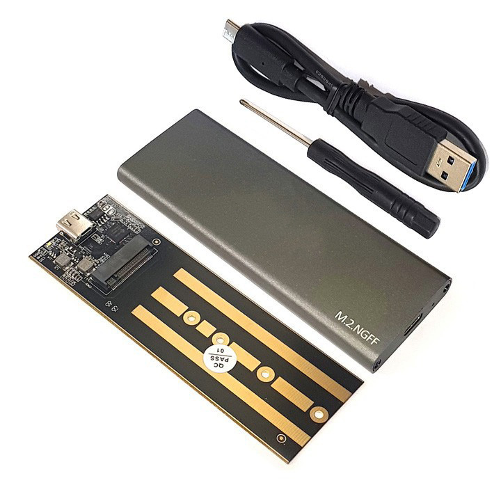 Box SSD vỏ nhôm M.2 chuẩn SATA, AHCI USB-A-C 3.1 M280C