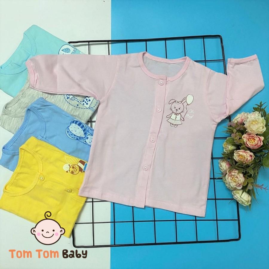 COMBO 10 Áo sơ sinh tay Dài cài Giữa Màu Thái Hà Thịnh - Chất vải cotton 100% mềm, mịn, thoáng mát, chất lượng