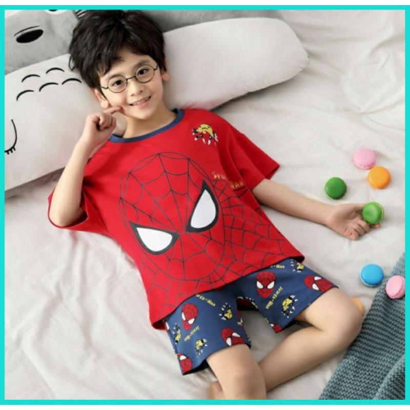 Bộ thun cotton siêu nhân nhện Spider Man bé trai (12-40 kg)