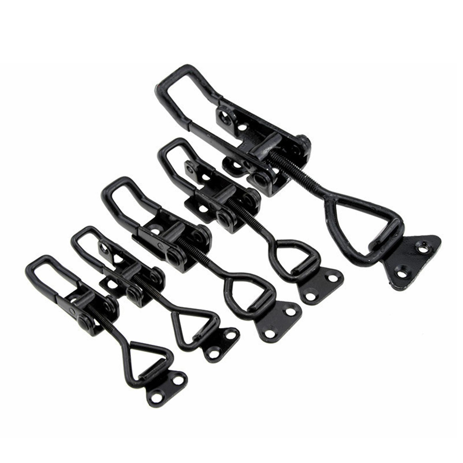 4x Toggle Clamps Cabinet Boxes Lever Handle Heavy Duty Toggle Hasp Hook Black Toggle Pull Adjustable for Wooden Box Case Trunk Tool Boxes Case
