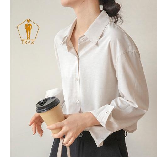 Áó Sơ Mi Trắng Nữ TRAZ Phom Dáng Suông Unisex Basic Dài Tay Cực Xinh