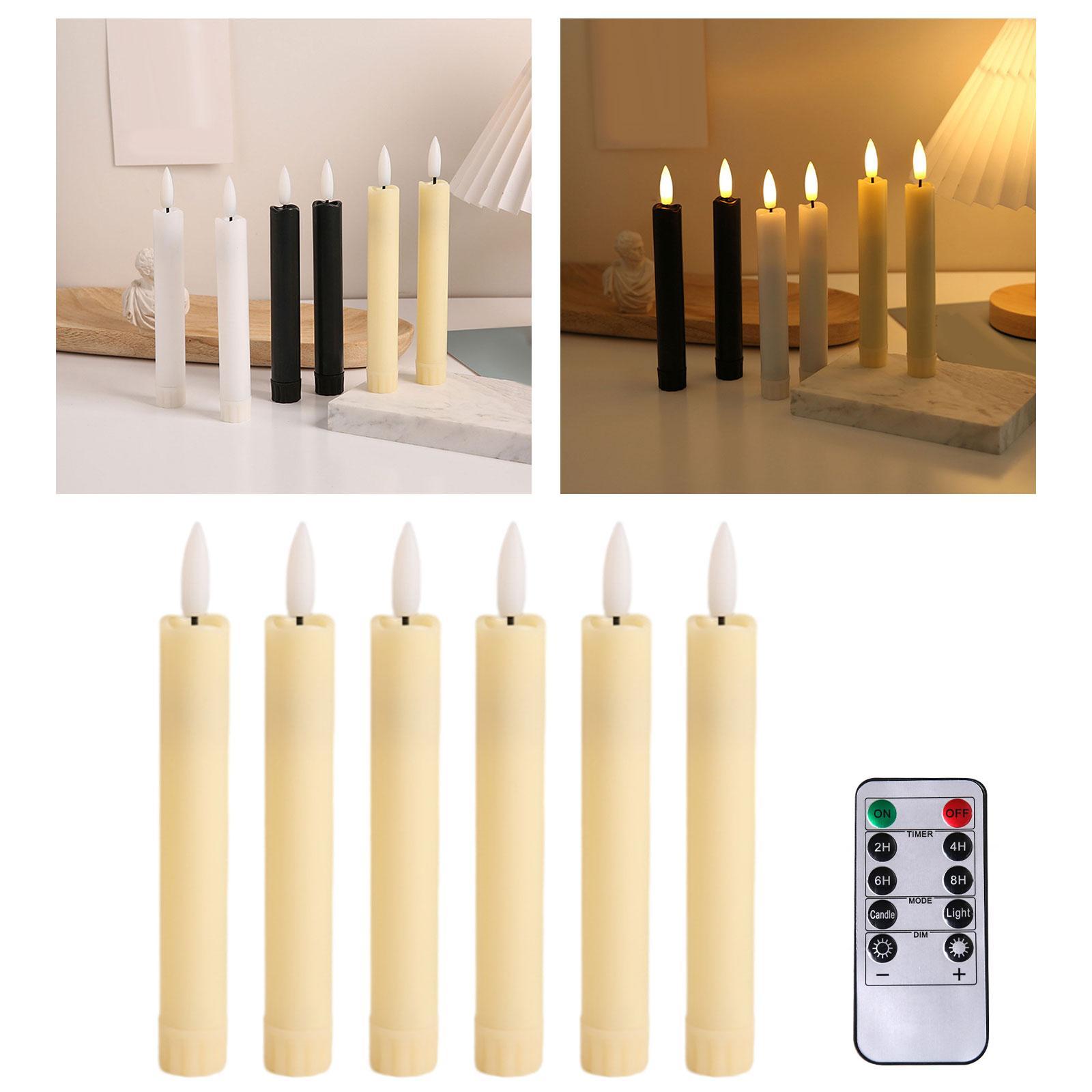 6 Pieces LED Pillar Candles Flameless Taper Candles 3D Wick Window Candles Light Candles with Remote for Wedding Valentine's Day Table Decor