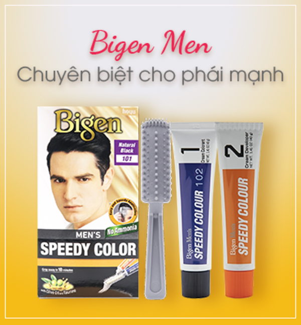 Thuốc nhuộm phủ bạc Bigen Men dành cho nam, nhuộm tóc bạc hoàn toàn, mùi dễ chịu, tiện lợi 80ml dạng kem - BMS 102 Nâu Đen