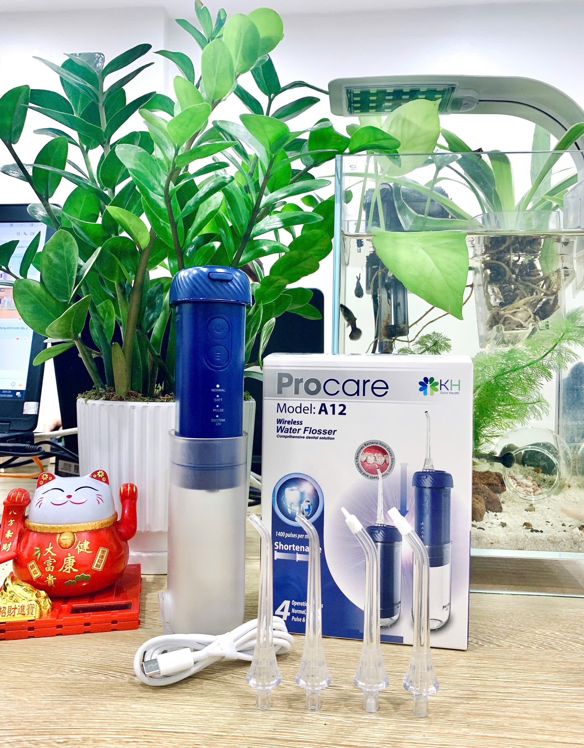 Máy tăm nước du lịch Procare A12 Xanh - Hồng