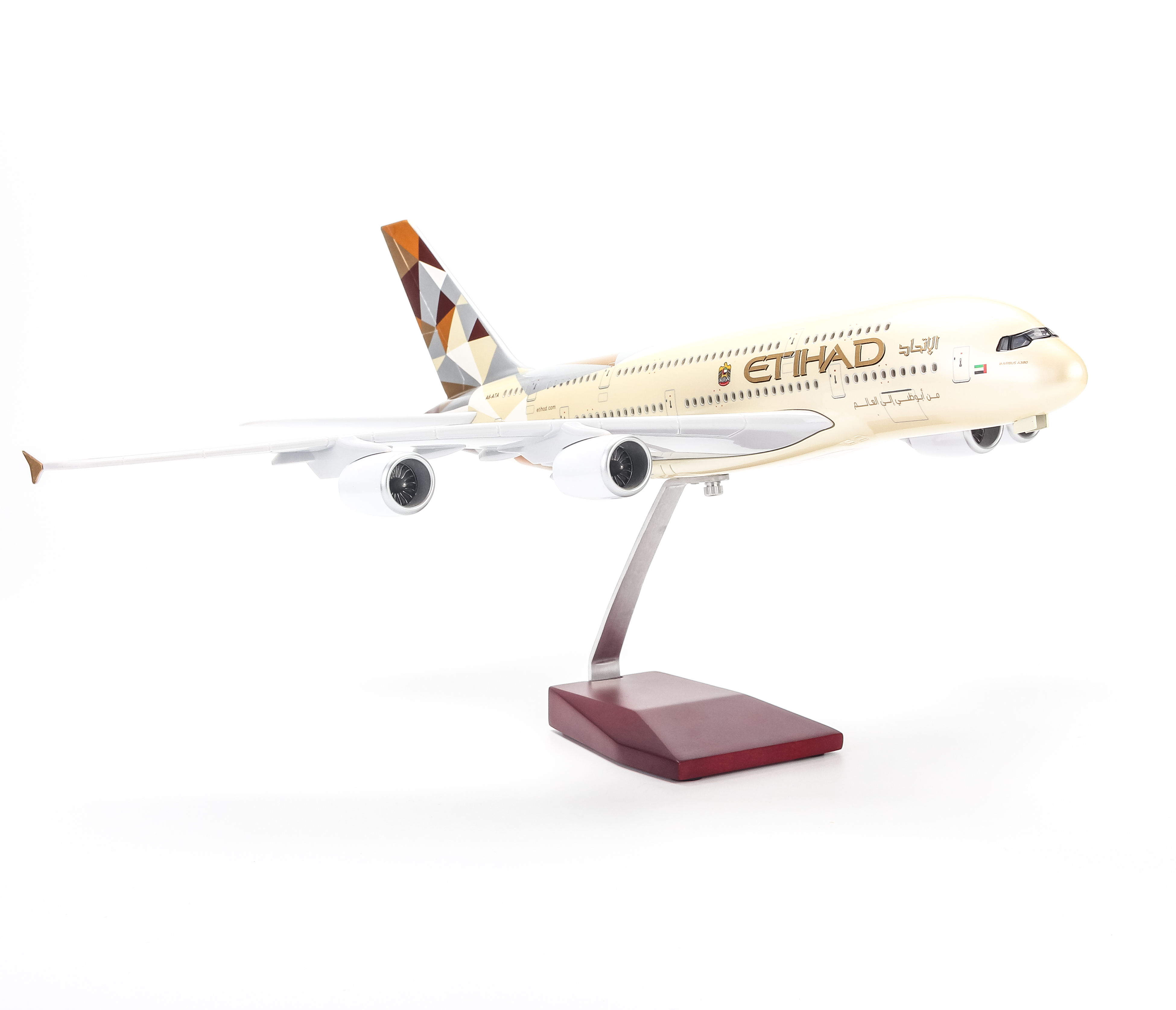 Mô hình máy bay Etihad Airways Airbus A380 lắp ráp có đèn 47cm MBMH46