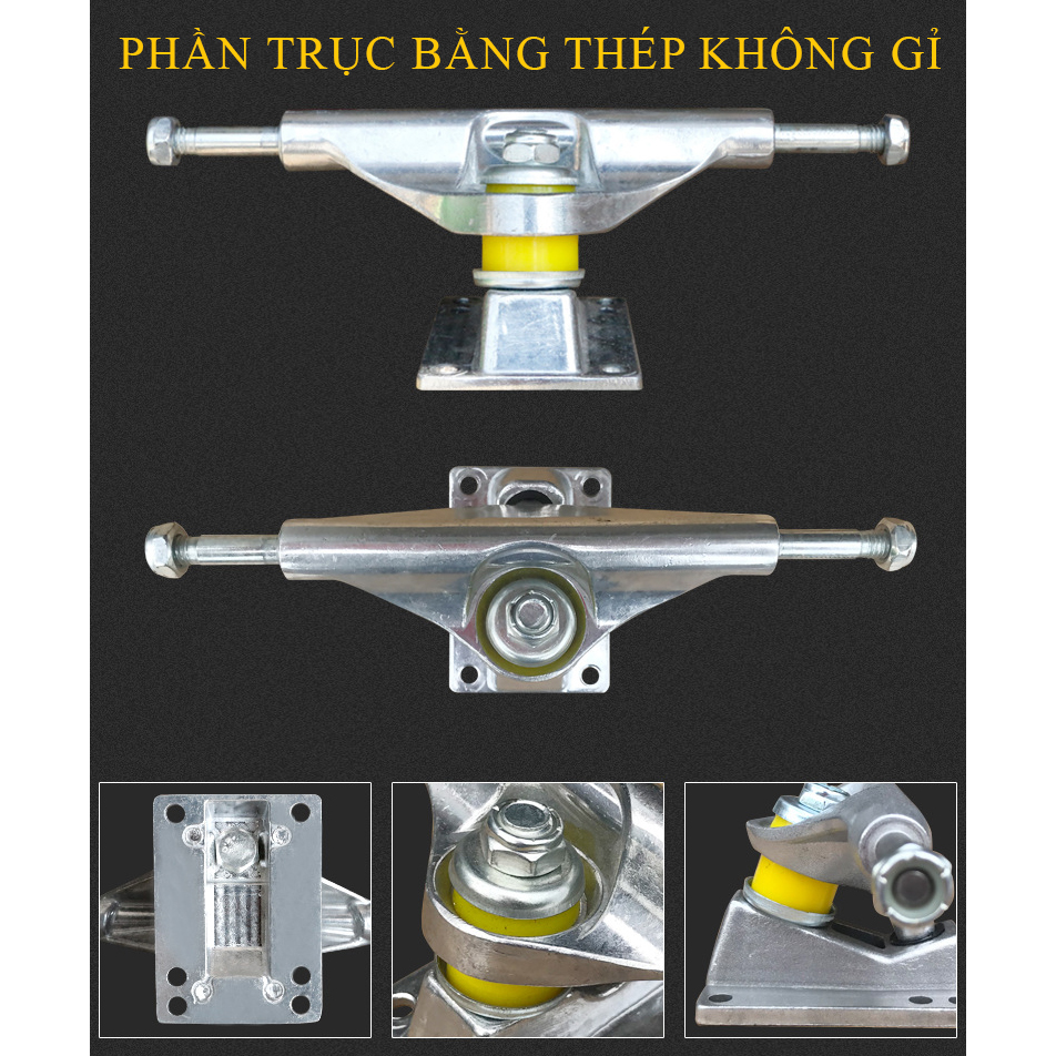 Ván trượt thể thao skateboard 80cm cao cấp đạt chuẩn thi đấu, 8 lớp gỗ phong ép mặt nhám, siêu bền, siêu chịu lực.