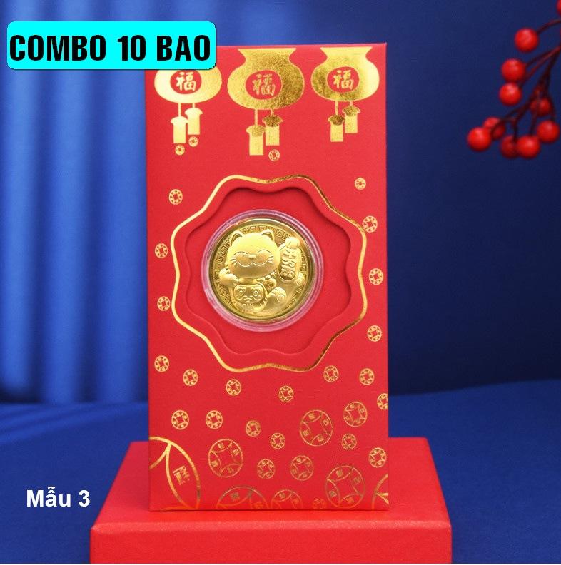 COMBO 10 BAO LÌ XÌ CON Mèo VÀNG 2023 - Mẫu 3, Lì Xì Tết - NELI