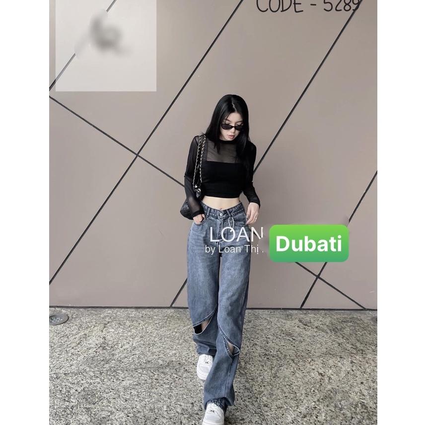 QUẦN BAGGY JEAN NỮ CHẤT BÒ RÁCH KIỂU MỚI ỐNG SUÔNG RỘNG DÀI KHÓA TRƯỚC LƯNG CAO NÂNG MÔNG PHONG CÁCH SANG CHẢNH - DUBATI