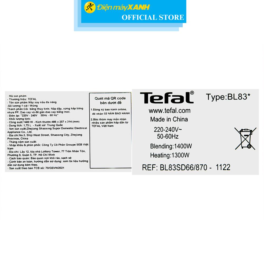 Máy làm sữa hạt đa năng Tefal BL83SD66 - Hàng Chính Hãng
