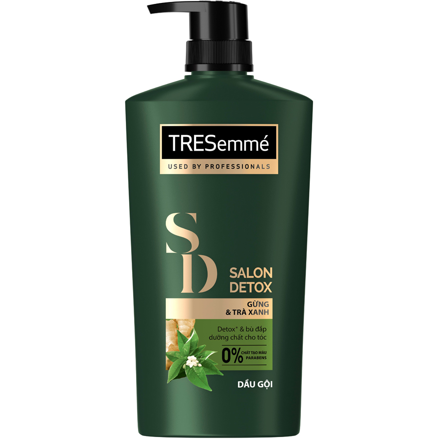 Dầu gội TRESEMME Salon Detox Dưỡng tóc chắc khỏe bóng mượt Gừng và Trà xanh Giúp detox tóc sạch sâu 850g