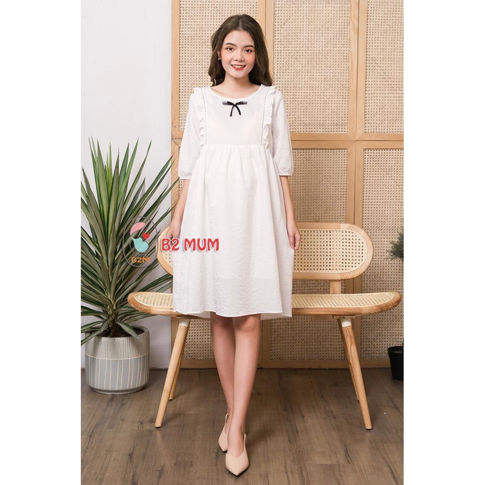 L153 Váy bèo ngực đột chỉ trắng