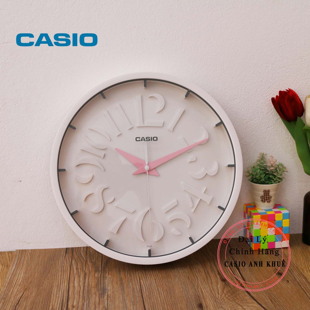 Đồng Hồ Treo Tường Phong Cách Hiện Đại Casio IQ-64-4DF Màu Trắng ( Đường Kính 30.5 cm)