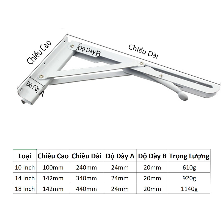 Bộ 2 Giá Đỡ Ke Bàn Gấp Treo Tường Tiết Kiệm Không Gian Thông Minh Tiện Lợi