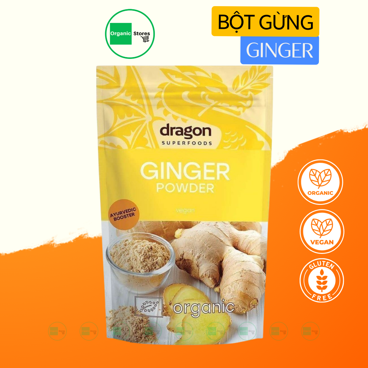 Bột gừng nguyên chất hữu cơ 200gr - Dragon Superfoods