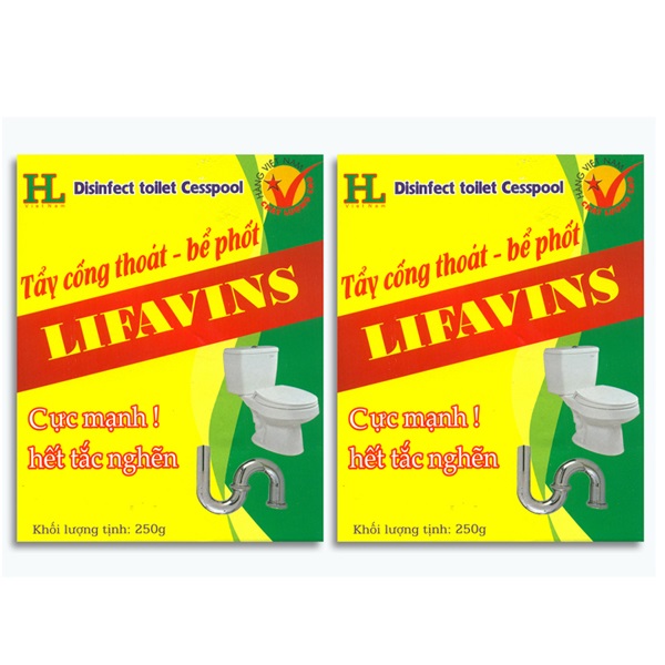 Combo 4 hộp tẩy cống thoát, bể phốt lifavins