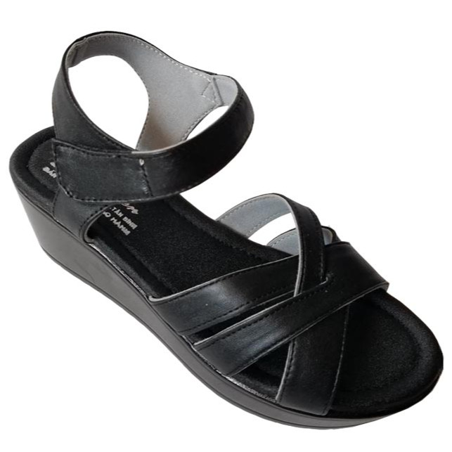 Giày sandal đế xuồng nữ da bò thật cao 5 phân HKT51